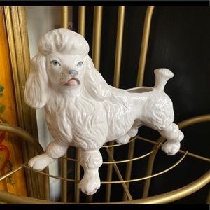 Vintage ceramic white poodle planter
